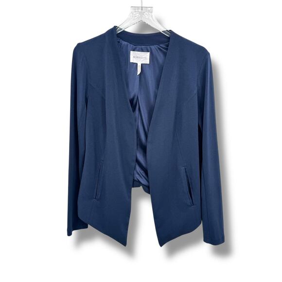 BCBGeneration blazer size M open front high low tuxedo jacket navy career office - Picture 1 of 8